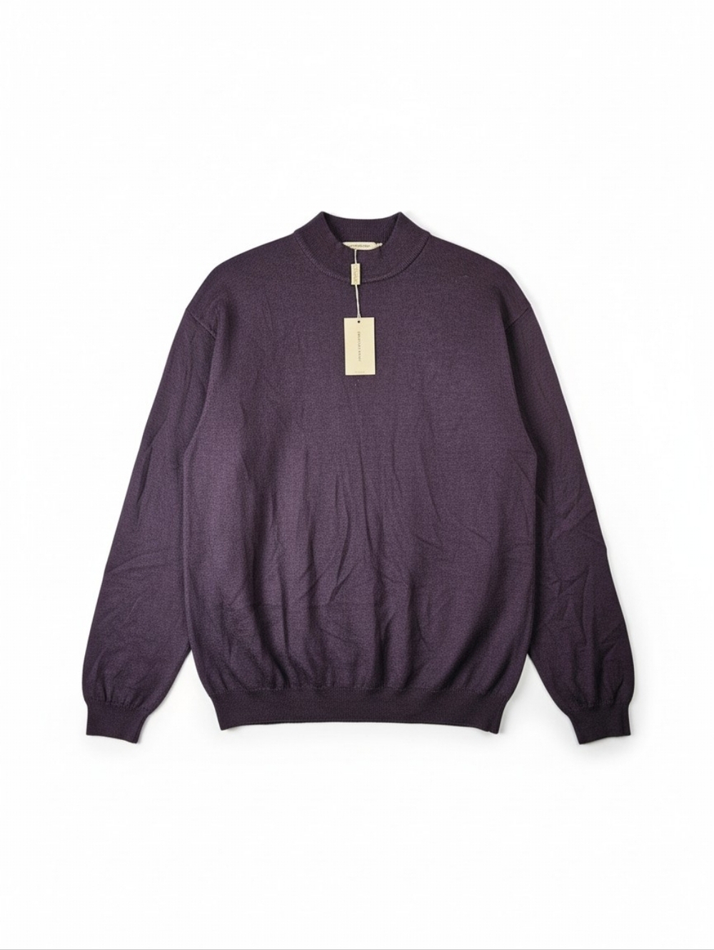 Pronto Uomo Firenze Sweater Mens XXL Purple Merino Wool Mock Neck Made in Italy